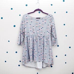Blue Aztec Tunic Top - XL